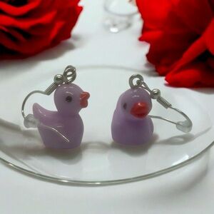 Cute Purple Duck Earrings